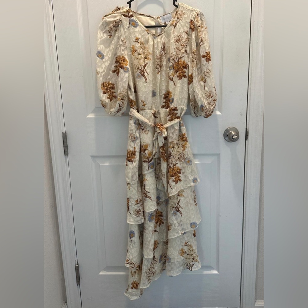 Sugarlips Floral Tiered Maxi Dress with Belt
